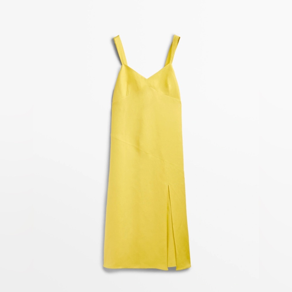 Massimo Dutti Yellow Midi Dress - Picture 2 of 8